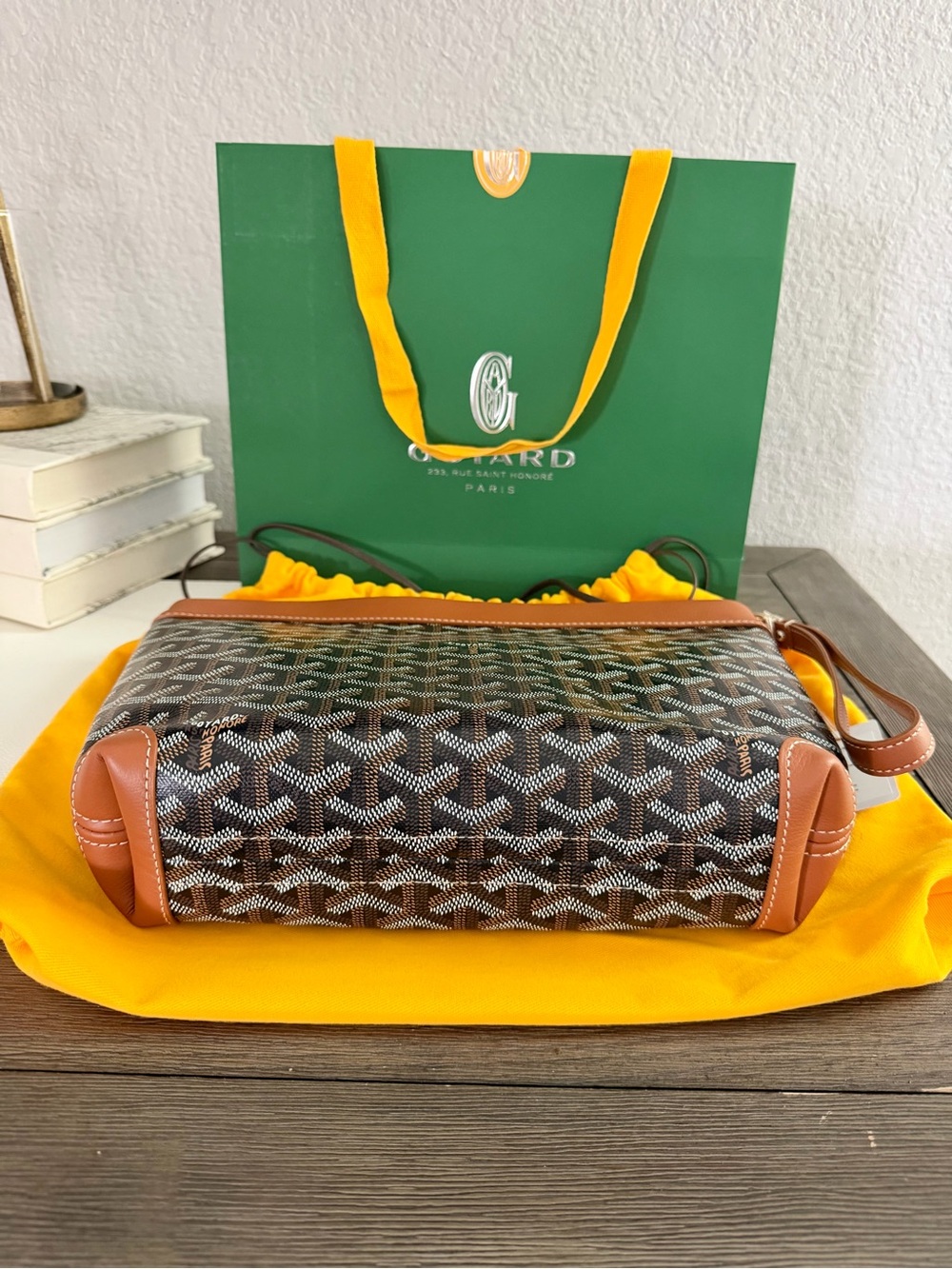 Goyard Brown Goyardine Zip Wristlet with Tan Leather Trim - Picture 3 of 5
